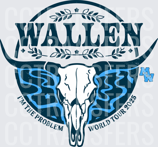 Wallen I'm The Problem World Tour 2025 Longhorn Skull (DTF)