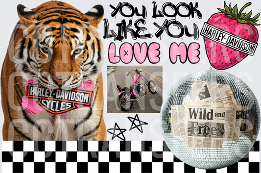 You Look Like You Love Me Wild and Free Tiger Collage (DTF)