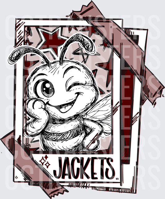 Cute Winking Cartoon Bee Mascot Jackets Polaroid Star (DTF)