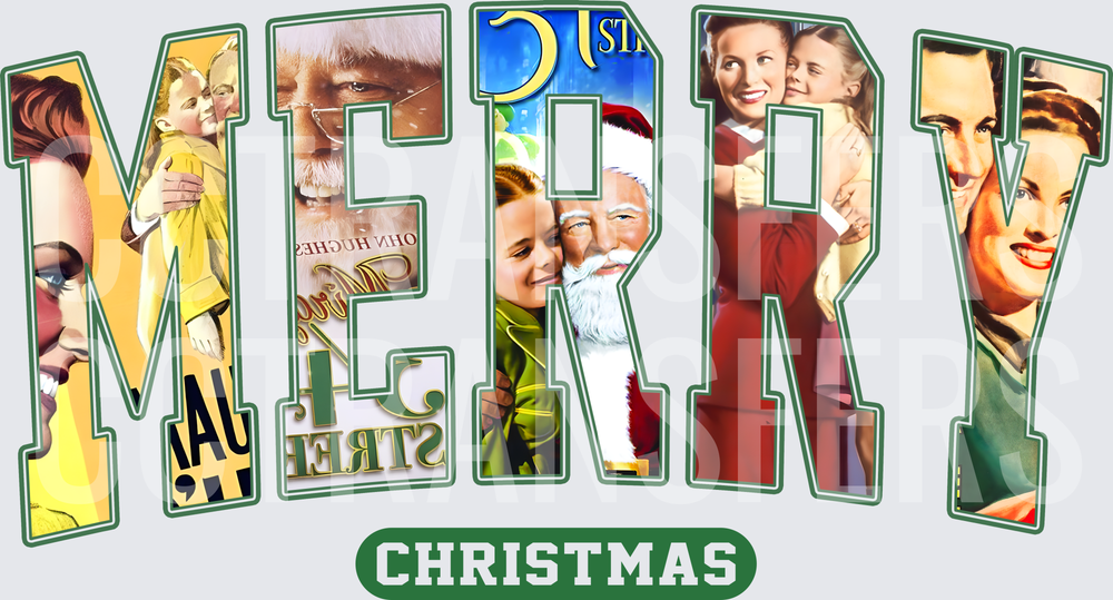 Merry Christmas Classic Holiday Movie Collage Letter Art (DTF)