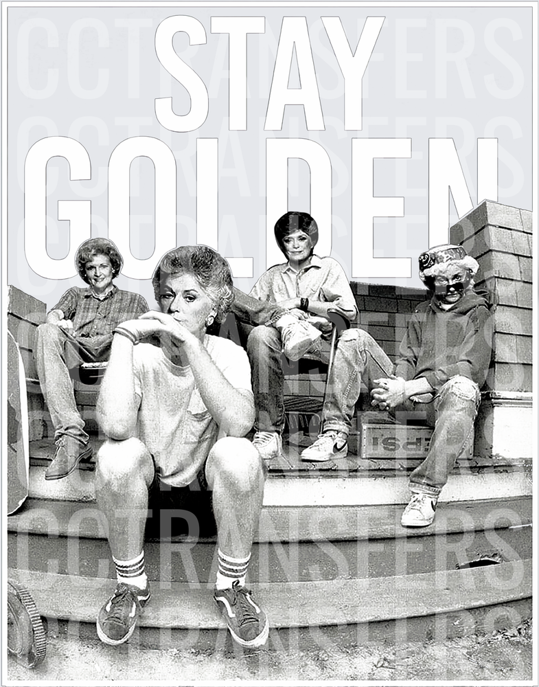 Stay  Four Women Sitting on Steps Black and White (DTF)