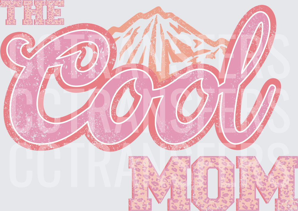 The Cool Mom Leopard Print Retro Groovy Script (DTF)