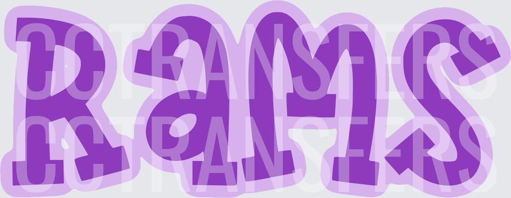 Purple Bubble Letter Rams Word Art (DTF)