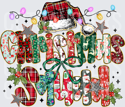 Christmas Squad Patchwork Holiday Lights Santa Hat (DTF)