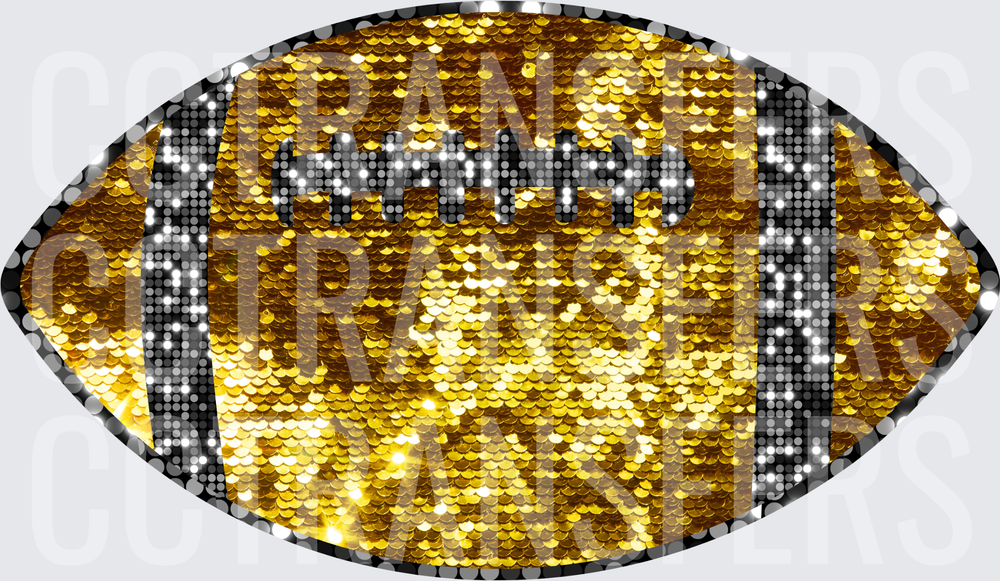 Gold Sequin Glitter Football Black Laces (DTF)