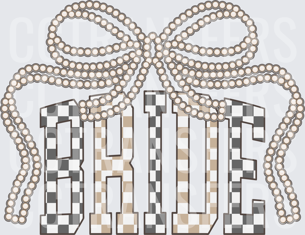 Bride Checkered Letters Pearl Bow (DTF)