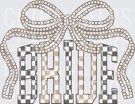 Bride Checkered Letters Pearl Bow (DTF)