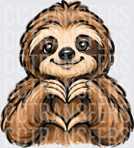 Cute Sloth Making Heart Shape With Paws (DTF)