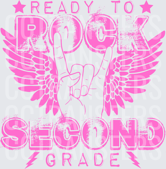 Ready To Rock Second Grade Pink Wings Rock Hand (DTF)
