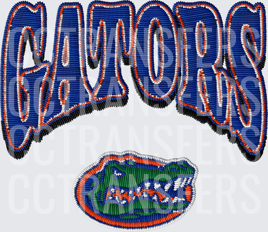 Gators Embroidery Style Script with Gator Head Logo (DTF)