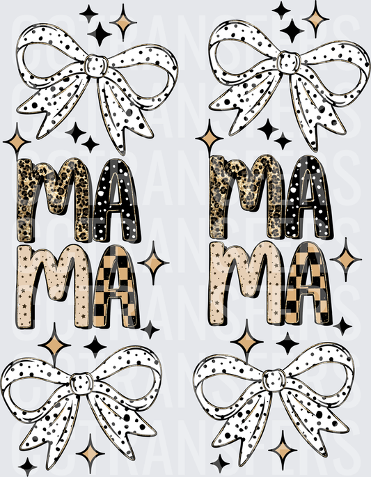 Mama Mixed Pattern Polka Dot Bow Sparkle Design x2 (DTF)