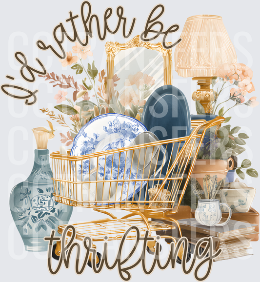 I'd Rather Be Thrifting Vintage Cart Floral (DTF)