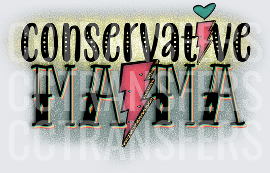 Conservative Mama Bold Lightning Bolt Teal Heart Design (DTF)