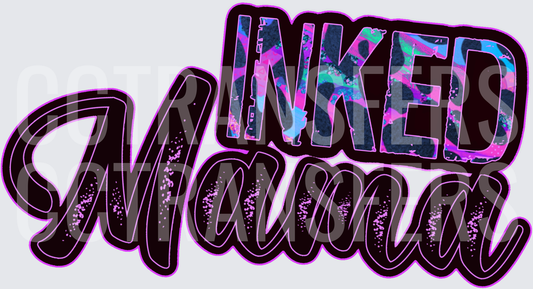 Inked Mama Bold Script Colorful Leopard Print Typography (DTF)