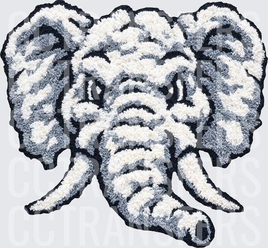Textured Elephant Face Front View Embroidery Style (DTF)