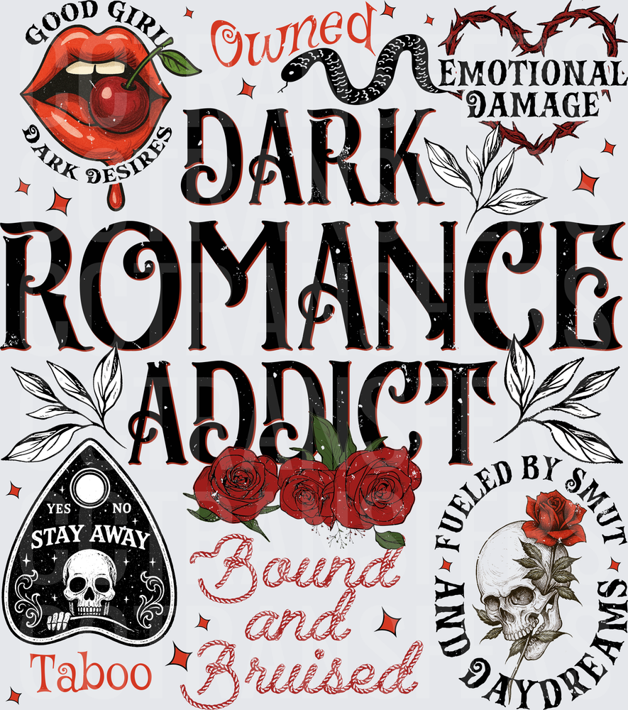Dark Romance Addict Bound and Bruised Gothic Collage (DTF)