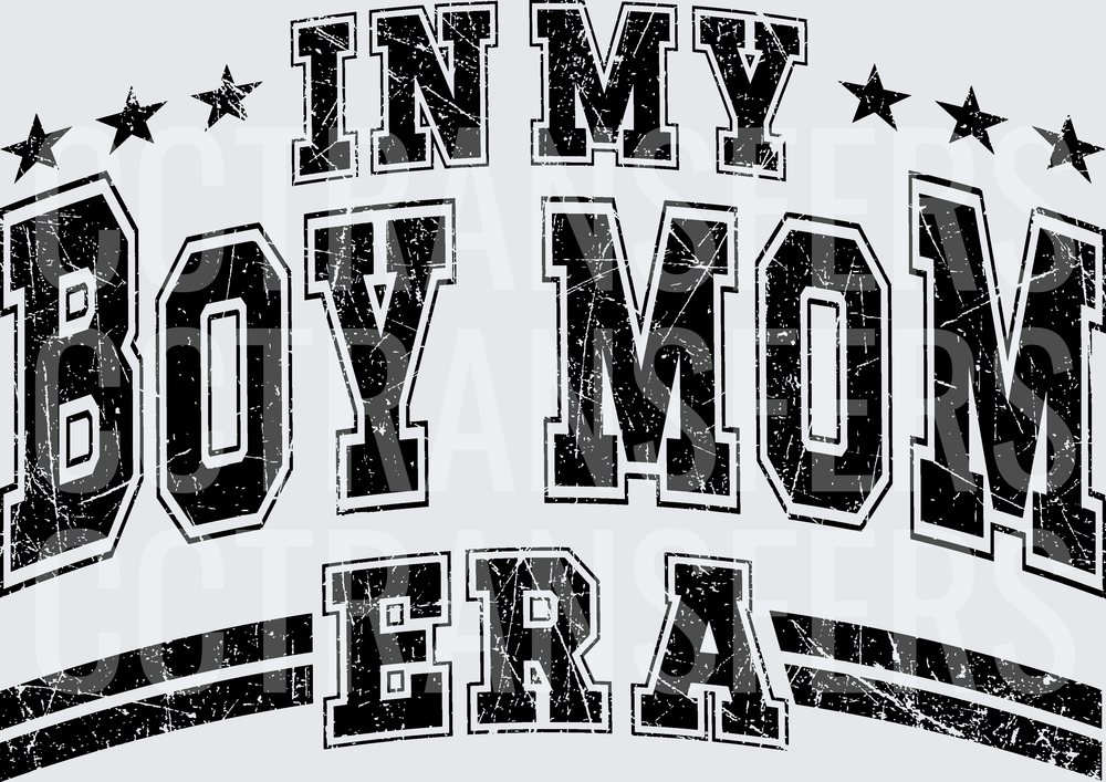 In My Boy Mom Era Distressed Stars Varsity (DTF)