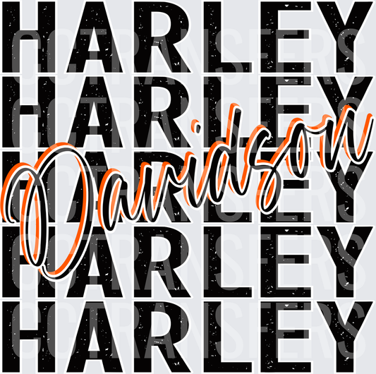 Stacked Bold Distressed Text Orange Script (DTF)