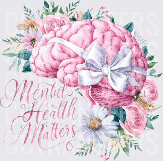 Mental Health Matters Floral Brain with Bow (DTF)