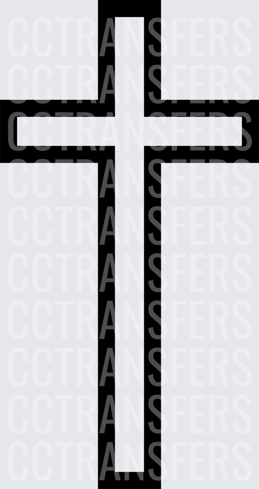 Bold Black Outline Christian Cross (DTF)