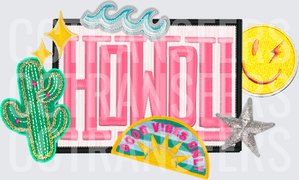 Howdy Good Vibes Only Patch Collage Embroidery (DTF)