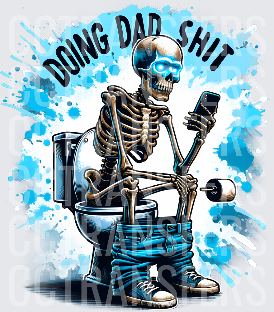 Doing Dad Shit Skeleton on Toilet Scrolling Phone (DTF)