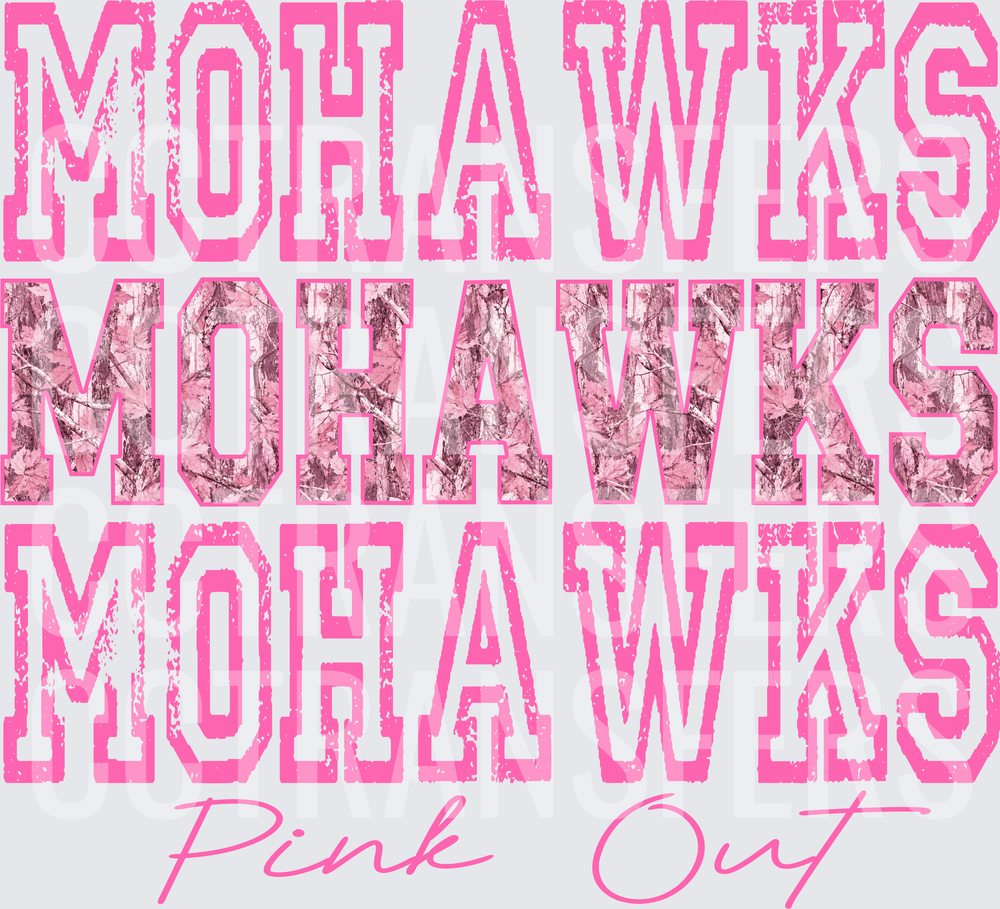 Mohawks Pink Out Triple Stack Pink Camo Varsity (DTF)