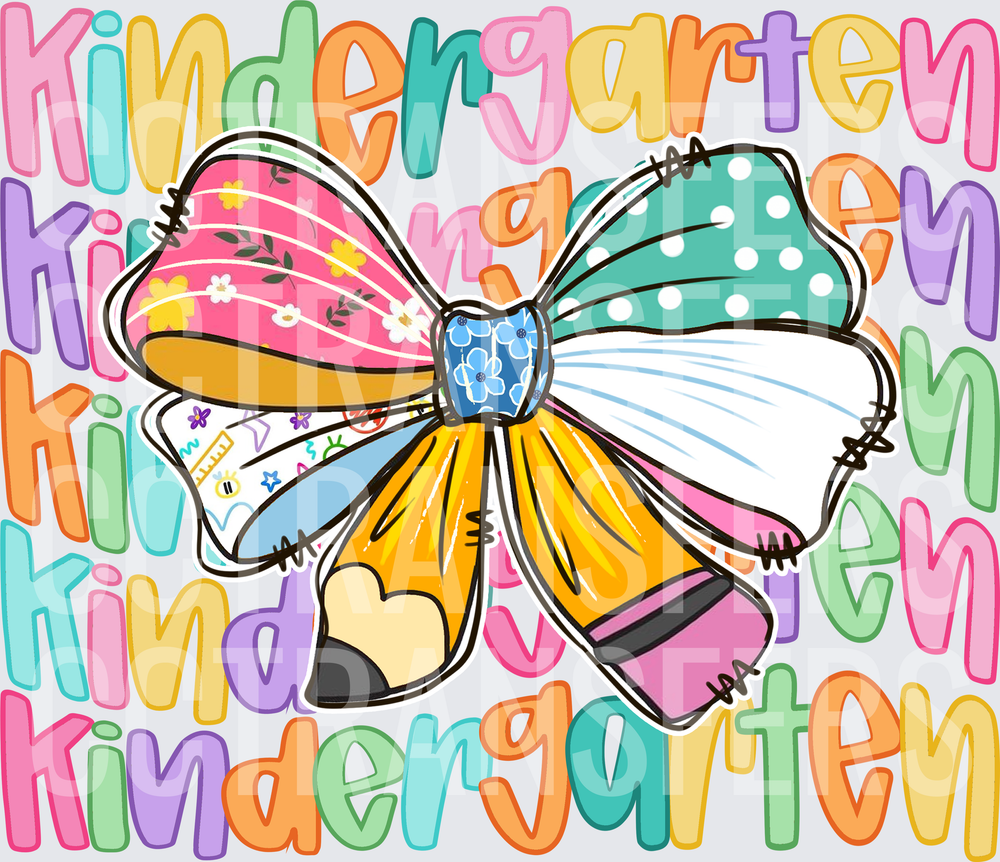 Kindergarten Colorful Bow School Supplies (DTF)