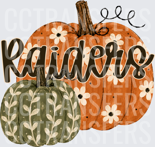 Raiders Fall Floral Pumpkin Duo (DTF)