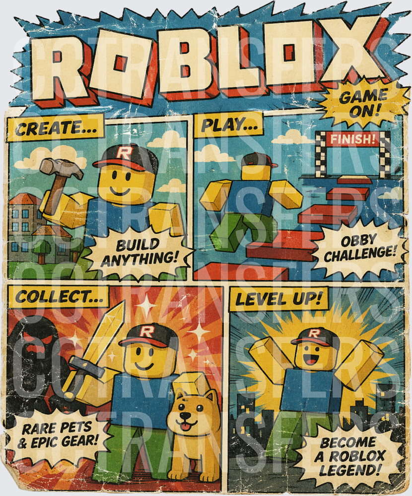 Retro Comic Build Play Collect Level Up Game On DTF