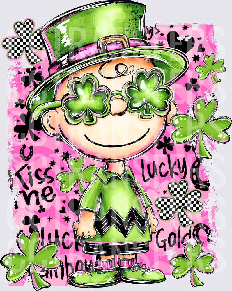 Lucky Gold Kiss Me Round Head St. Patrick's Day (DTF)