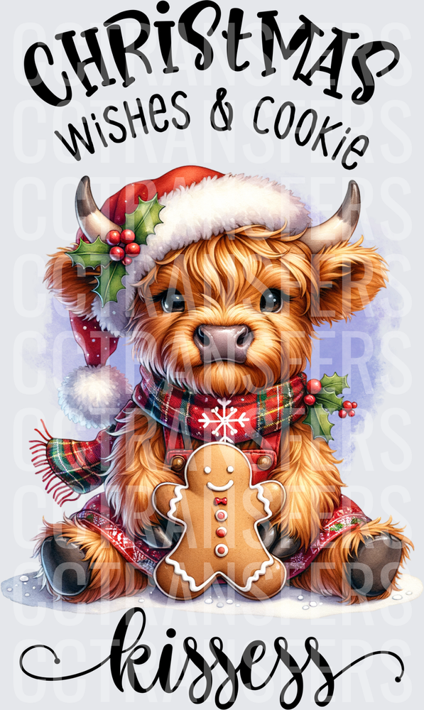 Christmas Wishes & Cookie Kisses Highland Calf (DTF)