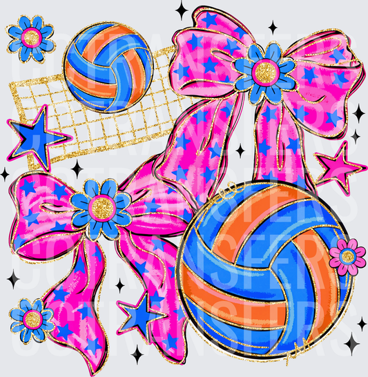 Volleyball Bows Stars Flowers Gold Glitter Coquette (DTF)