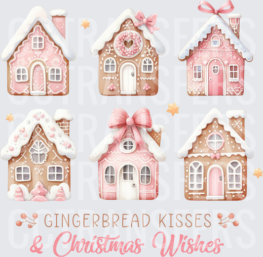 Gingerbread Kisses & Christmas Wishes Pink Houses (DTF)