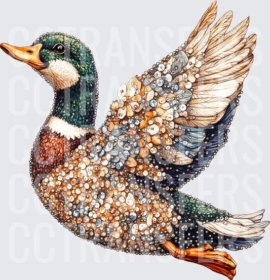 Jeweled Mallard Duck in Flight (DTF)