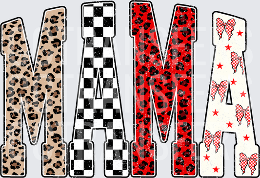 MAMA Mixed Pattern Letters Leopard Checkered Bow Stars (DTF)