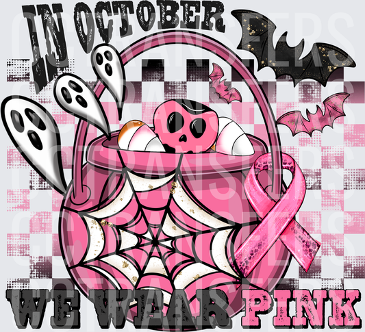 In October We Wear Pink Halloween Cauldron Breast Cancer (DTF)