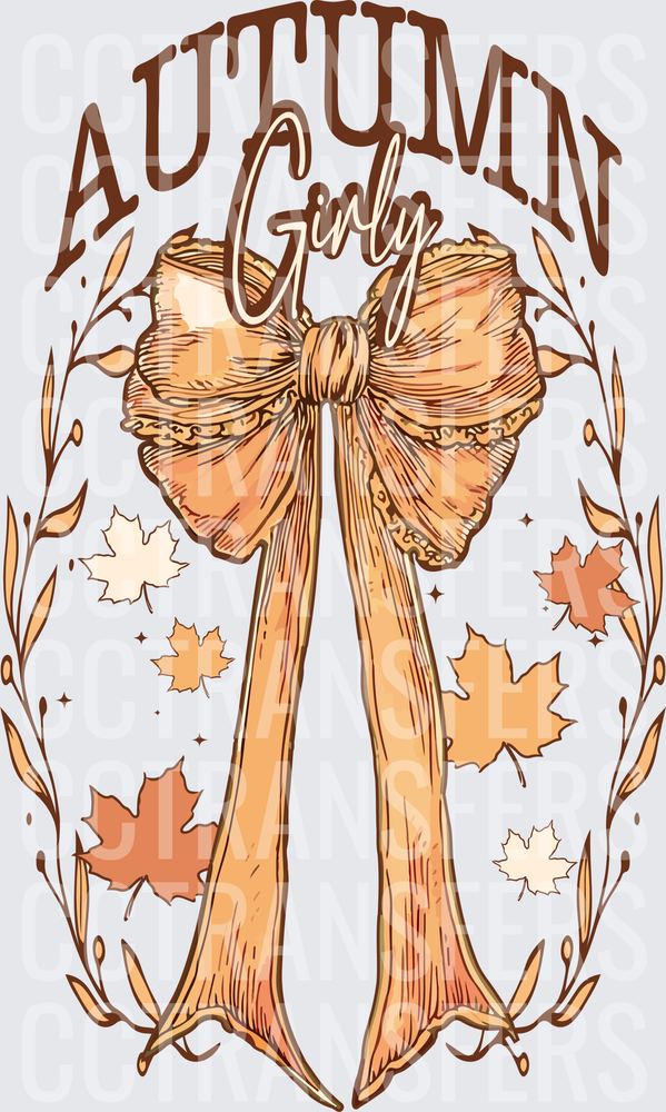 Autumn Girly Coquette Bow Fall Leaves Floral (DTF)