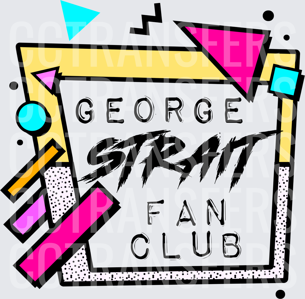 George Strait Fan Club Retro 80s Geometric Design (DTF)