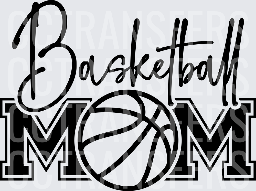 Basketball Mom Script Varsity Letters Ball Design (DTF)