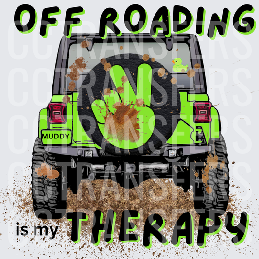 Off Roading Is My Therapy Muddy 4x4 Peace Sign (DTF)
