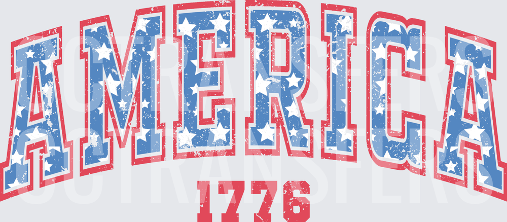 Arched America 1776 Stars Grunge Varsity Letter (DTF)