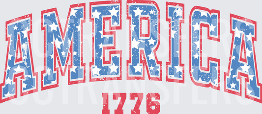 Arched America 1776 Stars Grunge Varsity Letter (DTF)