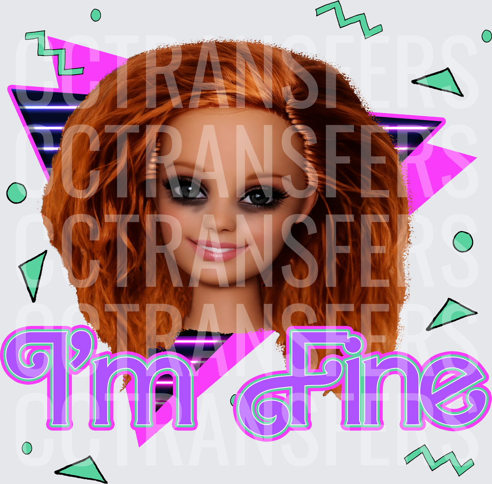 Redhead Fashion Doll I'm Fine Retro 80s Neon (DTF)