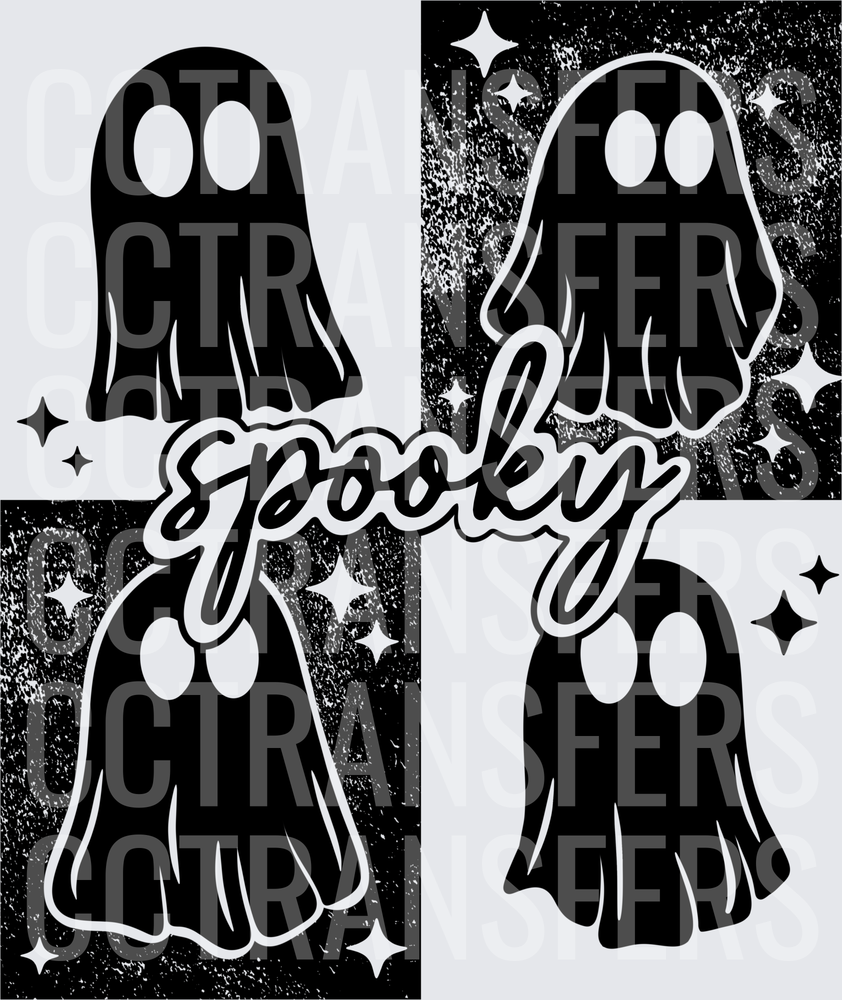 Spooky Ghost Quad Checkered Sparkle Halloween (DTF)
