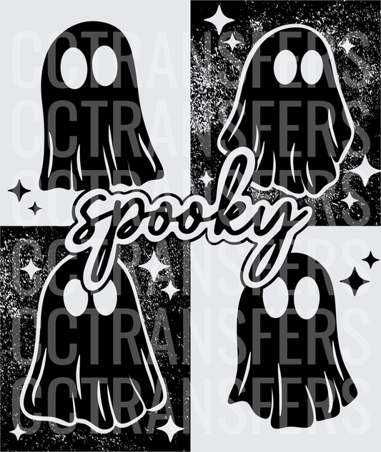 Spooky Ghost Quad Checkered Sparkle Halloween (DTF)