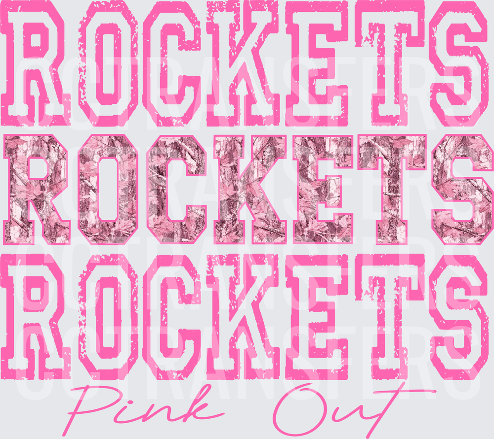 Rockets Pink Out Triple Stack Pink Camo Varsity (DTF)