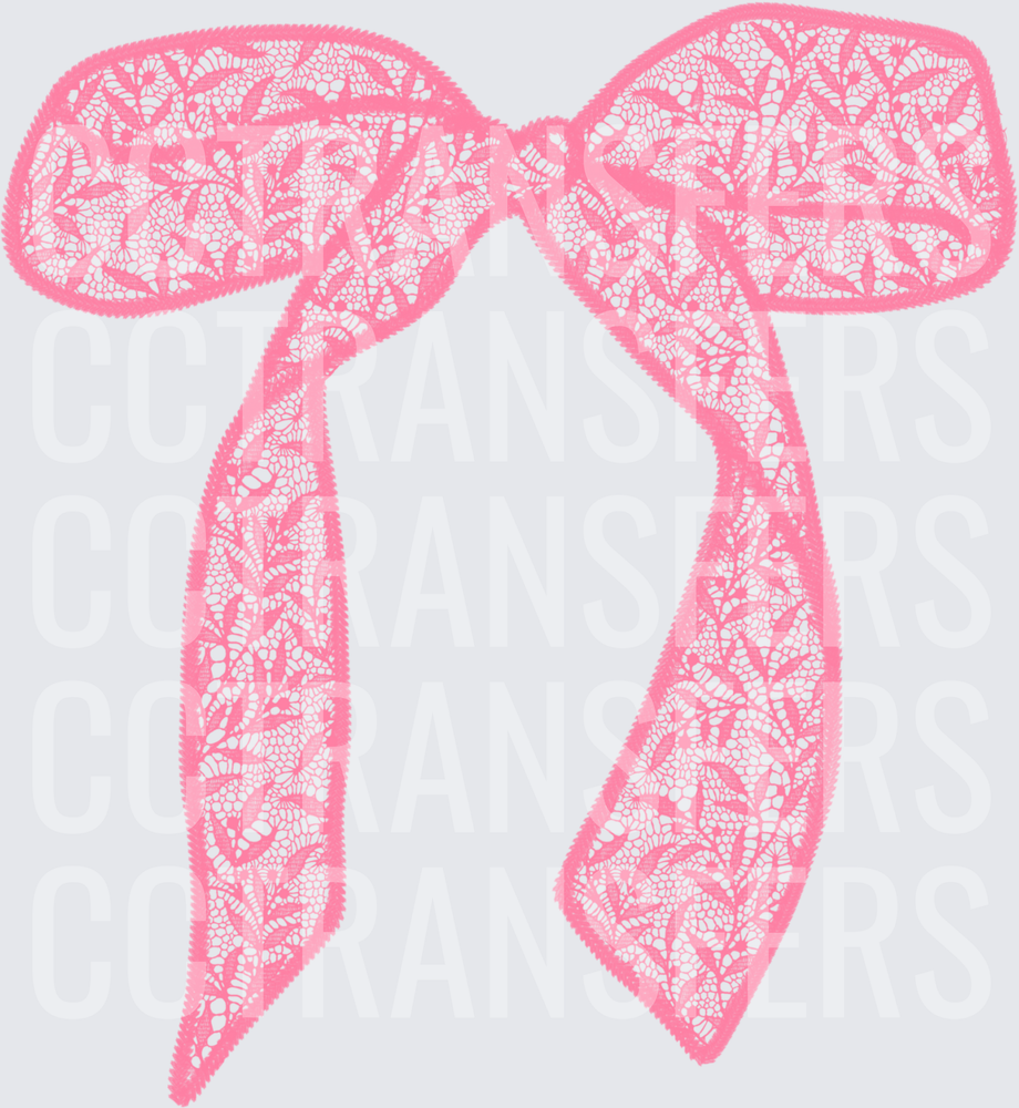 Pink Lace Floral Bow with Trailing Ribbons (DTF)