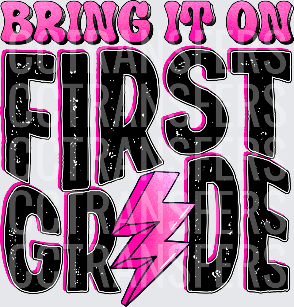 Bring It On First Grade Pink Lightning Bolt (DTF)