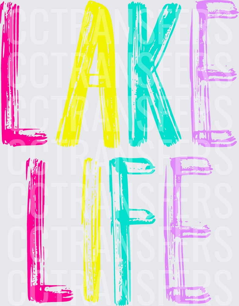 Colorful Brush Stroke Lake Life Bold Text (DTF)